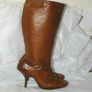 Dries Van Noten Brown Leather Knee-High Heeled Boots